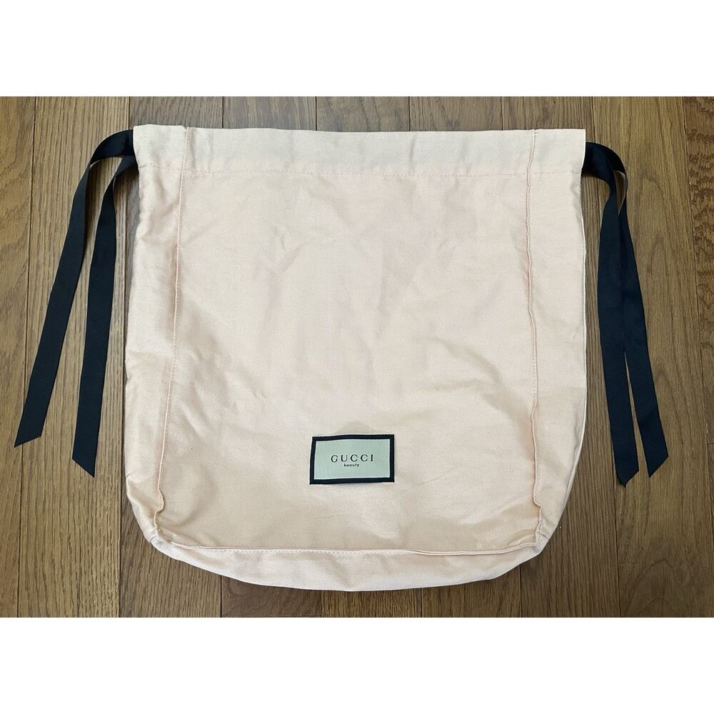 Gucci Beauty‎ Peach Pink Drawstring Ribbon Bag Floral Lined